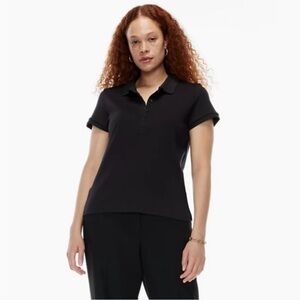 Aritzia Babaton Black Deaton Tennis Short Sleeve Shirt